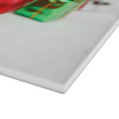 Katze mit roter Weihnachtsmannmütze Weihnachtsschm Schneidebrett (Ecke)