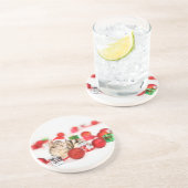 Katze mit roter Weihnachtsmannmütze Weihnachtsschm Untersetzer (Seite)