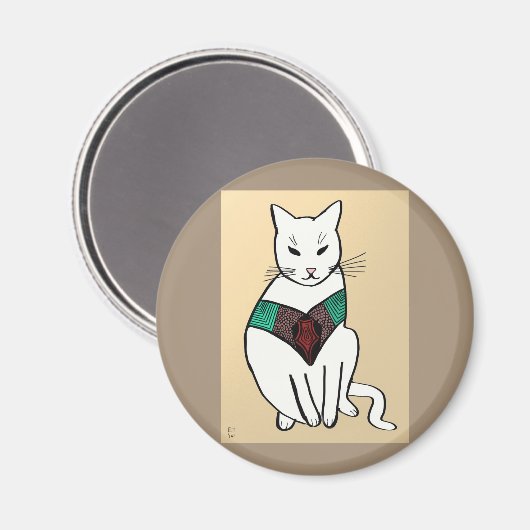 Katze mit Ruby Collar Magnet (Vorderseite/Rückseite)