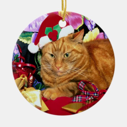 Katze mit Santa Claus Hut - Ornament (Vorne)