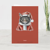 Katze mit Santa Claus Outfit - Weihnachten 1 Karte (Rückseite)