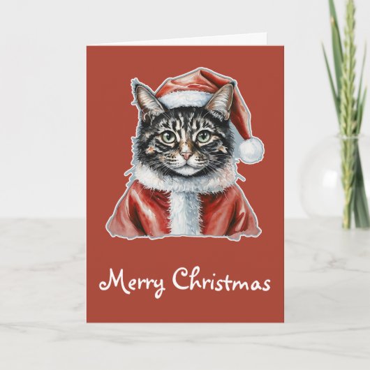 Katze mit Santa Claus Outfit - Weihnachten 1 Karte (Vorderseite)