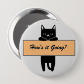 Katze mit Schild Button Abzeichen (Vorne & Hinten)