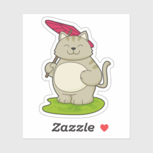 Katze mit Schirm Aufkleber