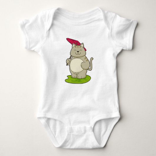 Katze mit Schirm Baby Strampler (Vorderseite)
