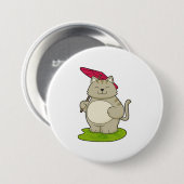 Katze mit Schirm Button (Vorne & Hinten)