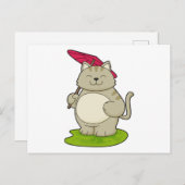 Katze mit Schirm Postkarte (Vorne/Hinten)