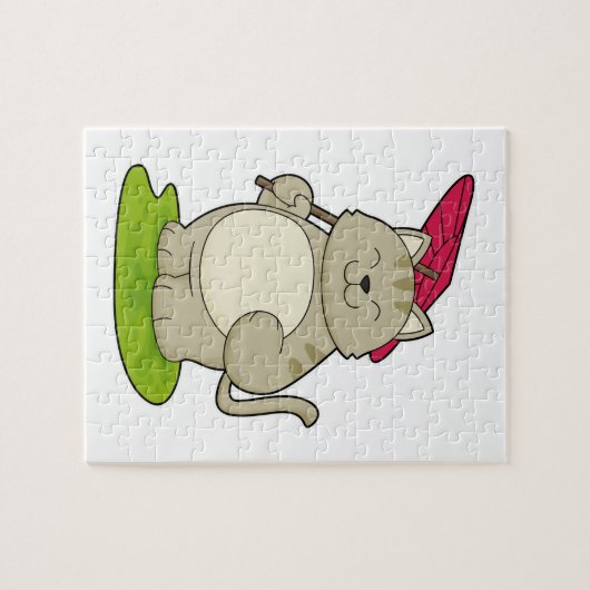 Katze mit Schirm Puzzle (Horizontal)