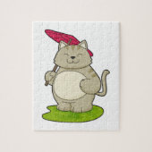 Katze mit Schirm Puzzle (Vertikal)