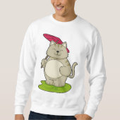 Katze mit Schirm Sweatshirt (Vorderseite)