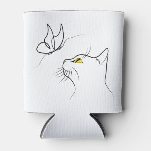 Katze mit Schmetterling Abstrakte minimalistische Dosenkühler