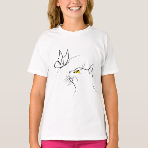 Katze mit Schmetterling Abstrakte minimalistische T-Shirt
