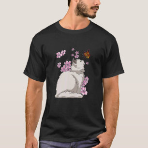 Katze mit Schmetterling Japanischer Sakura Kirschb T-Shirt