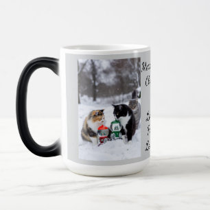 Katze mit Schneekugel, Bildnamen Text, Anpassen, Verwandlungstasse