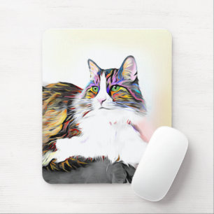 Katze mit schönem Regenbogenfell Mousepad