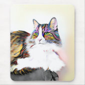 Katze mit schönem Regenbogenfell Mousepad (Vorne)