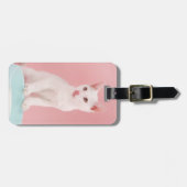 Katze mit Schüssel Milch Gepäckanhänger (Vorderseite horizontal)
