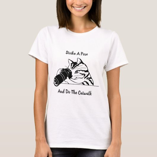 Katze mit schwarz-weiß Kamera T-Shirt (Vorderseite)