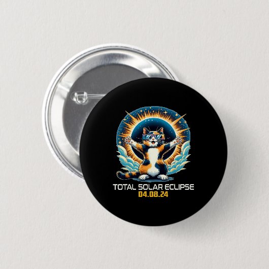 Katze mit Selfie Solar Eclipse Solar Eclipse 2024 Button (Vorne & Hinten)