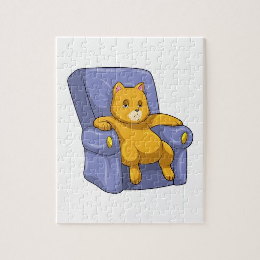 Katze mit Sofa Puzzle (Vertikal)