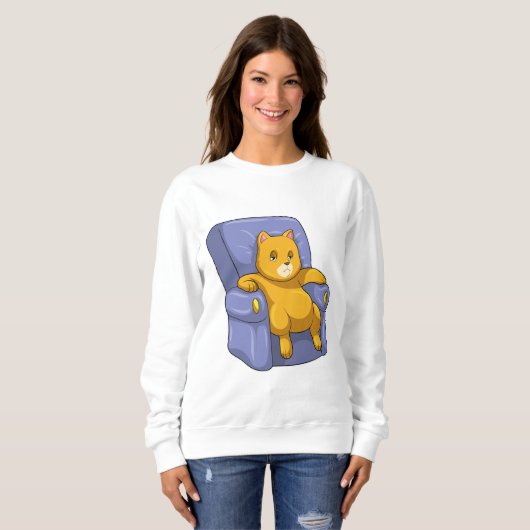 Katze mit Sofa Sweatshirt (Vorne ganz)
