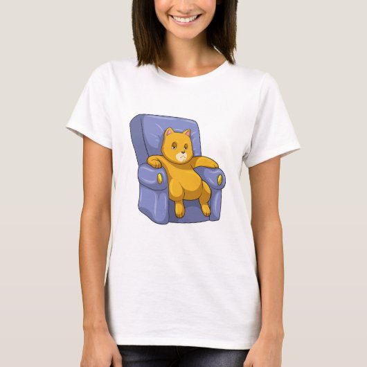 Katze mit Sofa T-Shirt (Vorderseite)