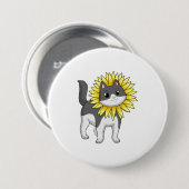 Katze mit Sonnenblume Button (Vorne & Hinten)