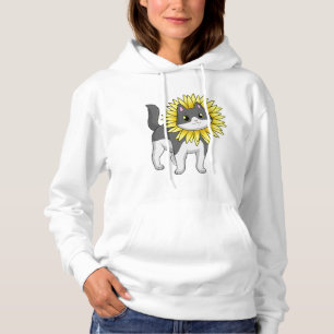 Katze mit Sonnenblume Hoodie