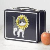 Katze mit Sonnenblume Metall Brotdose (Beispiel)