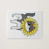 Katze mit Sonnenblume Puzzle (Horizontal)