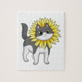 Katze mit Sonnenblume Puzzle (Vertikal)