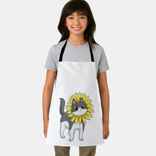 Katze mit Sonnenblume Schürze (Insitu)