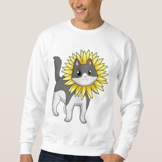 Katze mit Sonnenblume Sweatshirt (Vorderseite)