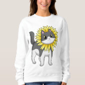 Katze mit Sonnenblume Sweatshirt (Vorderseite)