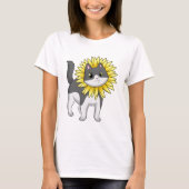 Katze mit Sonnenblume T-Shirt (Vorderseite)