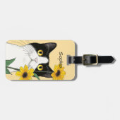 Katze mit Sonnenblumen Gepäckanhänger (Vorderseite horizontal)