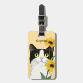 Katze mit Sonnenblumen Gepäckanhänger (Vorderseite vertikal)