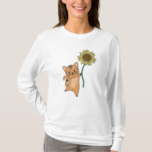 Katze mit Sonnenblumen-Niedlichen Tieren für Kinde T-Shirt