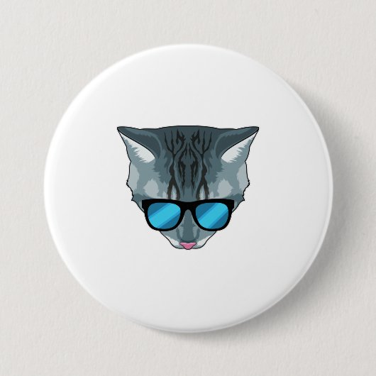 Katze mit Sonnenbrille Button (Vorderseite)