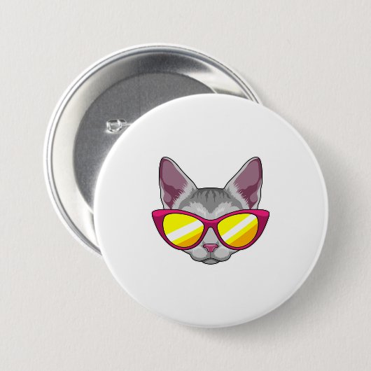 Katze mit Sonnenbrille Button (Vorne & Hinten)