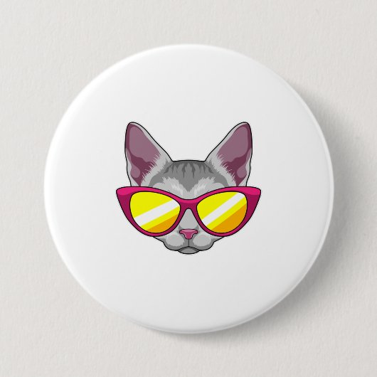 Katze mit Sonnenbrille Button (Vorderseite)