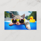 Katze mit Sonnenbrille entspannen auf Luftmatratze Visitenkarte (Rückseite)