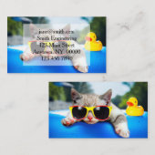 Katze mit Sonnenbrille entspannen auf Luftmatratze Visitenkarte (Vorne/Hinten)