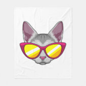 Katze mit Sonnenbrille Fleecedecke (Vorderseite)