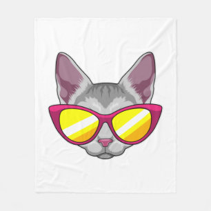 Katze mit Sonnenbrille Fleecedecke
