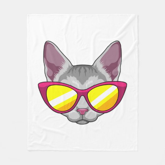 Katze mit Sonnenbrille Fleecedecke (Vorderseite)