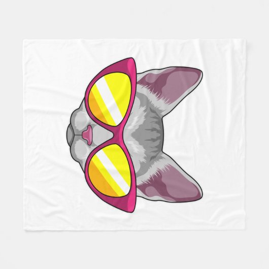 Katze mit Sonnenbrille Fleecedecke (Vorderseite (Horizontal))