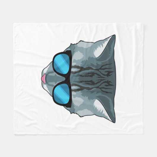 Katze mit Sonnenbrille Fleecedecke (Vorderseite (Horizontal))