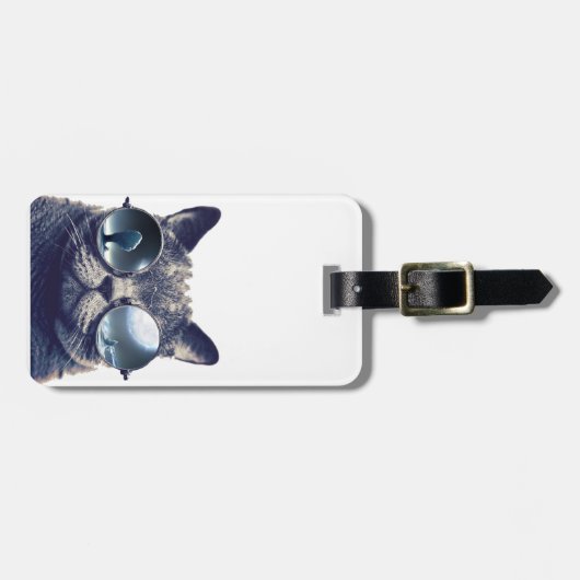 Katze mit Sonnenbrille Gepäckanhänger (Vorderseite horizontal)
