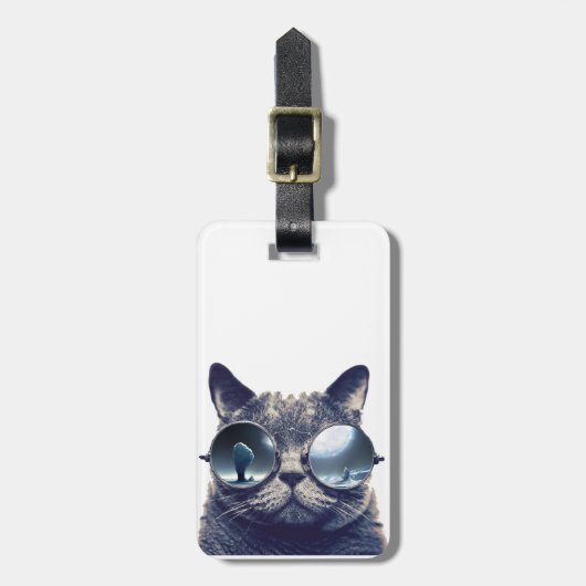 Katze mit Sonnenbrille Gepäckanhänger (Vorderseite vertikal)